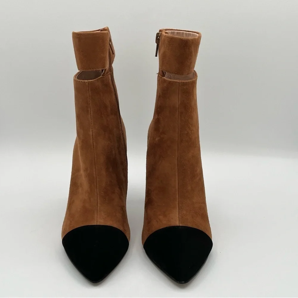 42 Gold Kiki Pointed Toe Booties, Black / Brown, Size 7.5